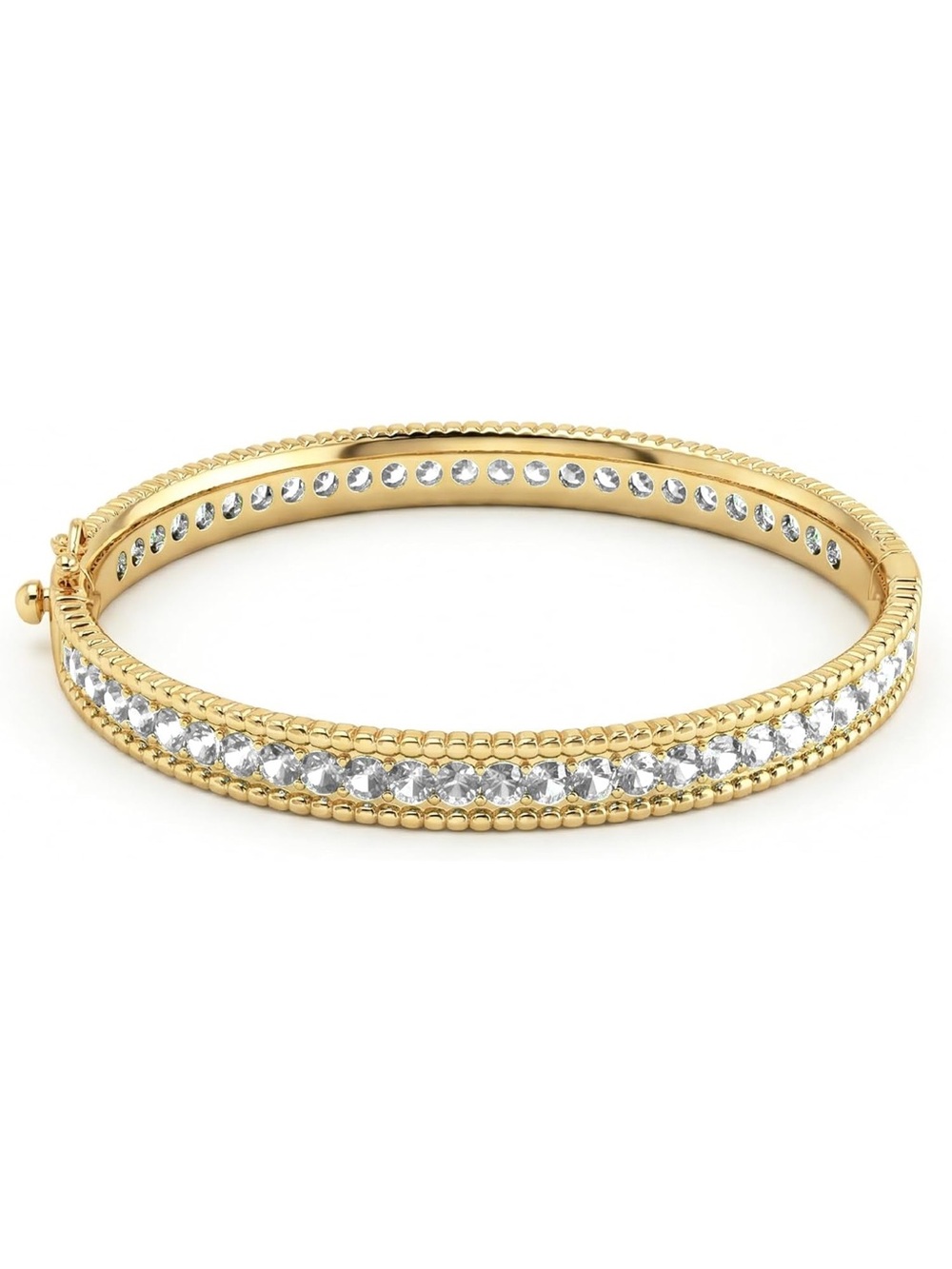 Anthropologie Gold Crystal-Set Beaded Edge Bangle